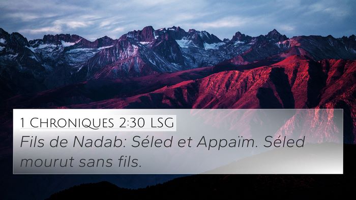 1 Chroniques 2:30 LSG 4K Wallpaper - Fils de Nadab: Séled et Appaïm. Séled mourut - 4K Wallpaper Bible Verse