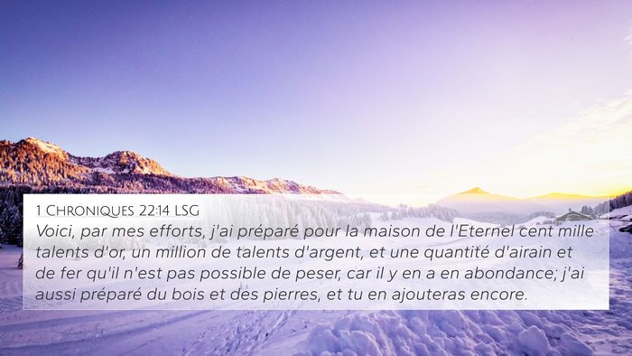 1 Chroniques 22:14 LSG Bible Verse Image