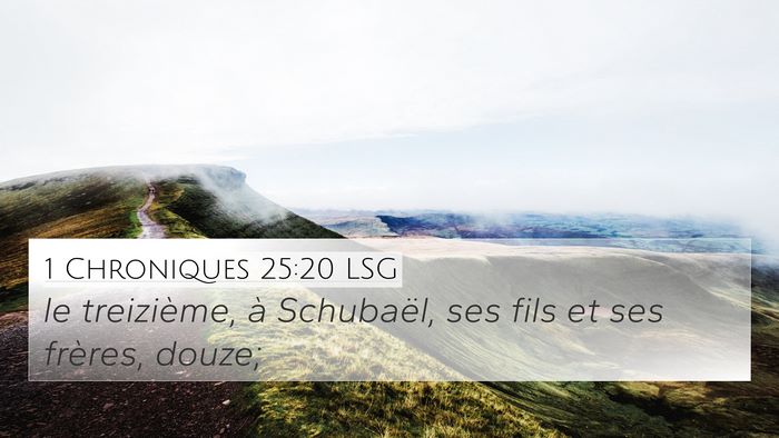 1 Chroniques 25:20 LSG 4K Wallpaper - le treizième, à Schubaël, ses fils et ses - 4K Wallpaper Bible Verse