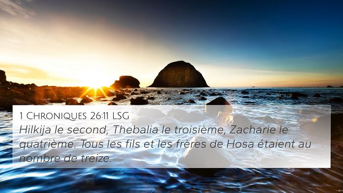 1 Chroniques 26:11 LSG 4K Wallpaper - Hilkija le second, Thebalia le troisième, - 4K Wallpaper Bible Verse
