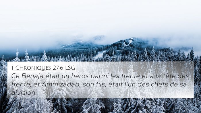 1 Chroniques 27:6 LSG 4K Wallpaper - Ce Benaja était un héros parmi les trente et à - 4K Wallpaper Bible Verse