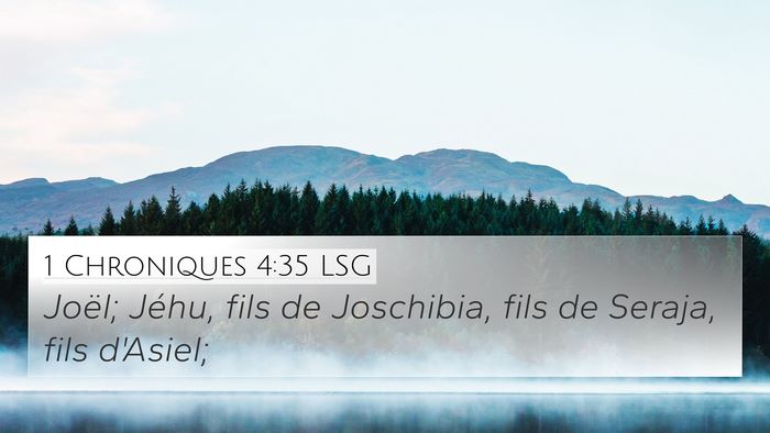 1 Chroniques 4:35 LSG 4K Wallpaper - Joël; Jéhu, fils de Joschibia, fils de Seraja, - 4K Wallpaper Bible Verse
