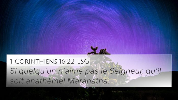1 Corinthiens 16:22 LSG Bible Verse Image