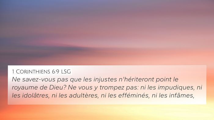 1 Corinthiens 6:9 LSG Bible Verse Image