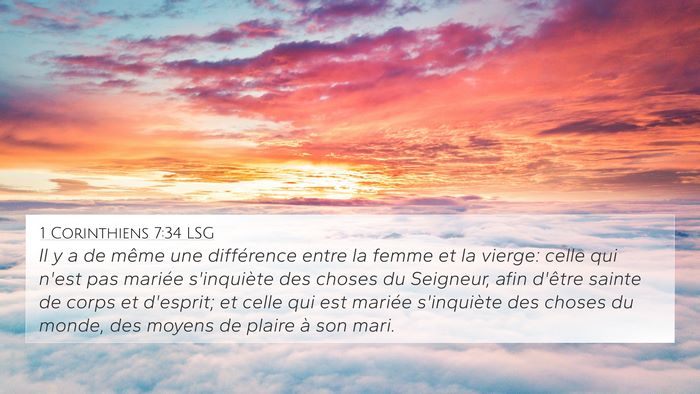 1 Corinthiens 7:34 LSG Bible Verse Image