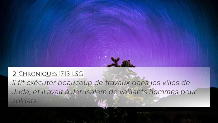 2 Chroniques 17:13 LSG Bible Verse Image