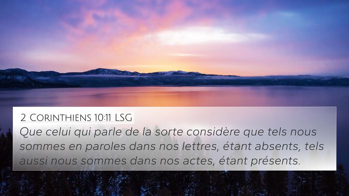 2 Corinthiens 10:11 LSG Bible Verse Image