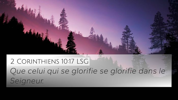 2 Corinthiens 10:17 LSG Bible Verse Image