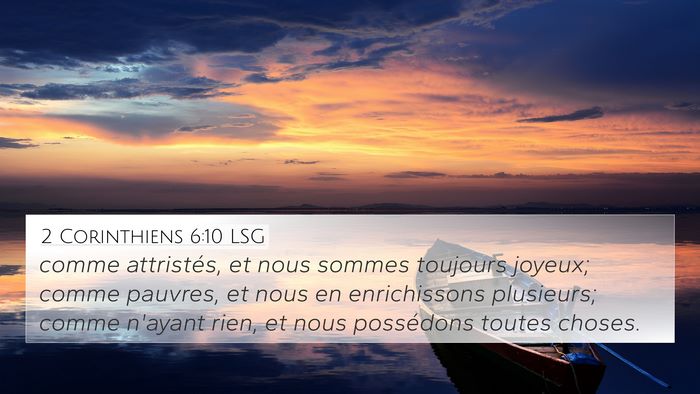 2 Corinthiens 6:10 LSG Bible Verse Image