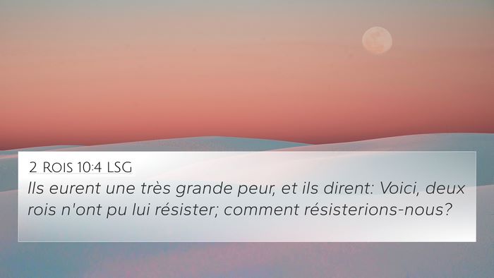 2 Rois 10:4 LSG 4K Wallpaper - Ils eurent une très grande peur, et ils dirent: - 4K Wallpaper Bible Verse