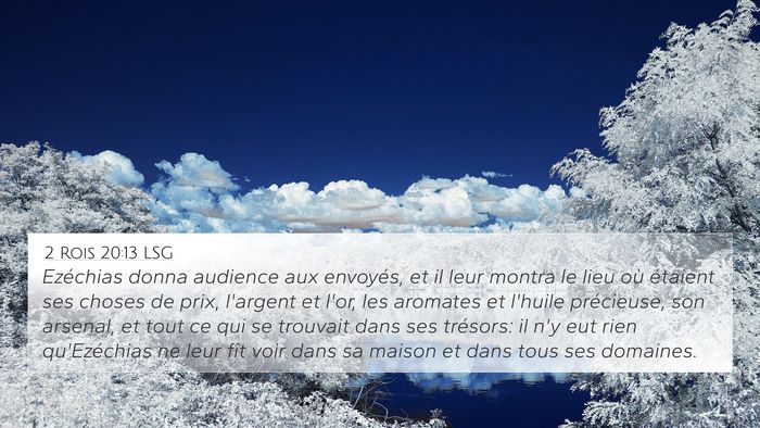 2 Rois 20:13 LSG 4K Wallpaper - Ezéchias donna audience aux envoyés, et il leur - 4K Wallpaper Bible Verse