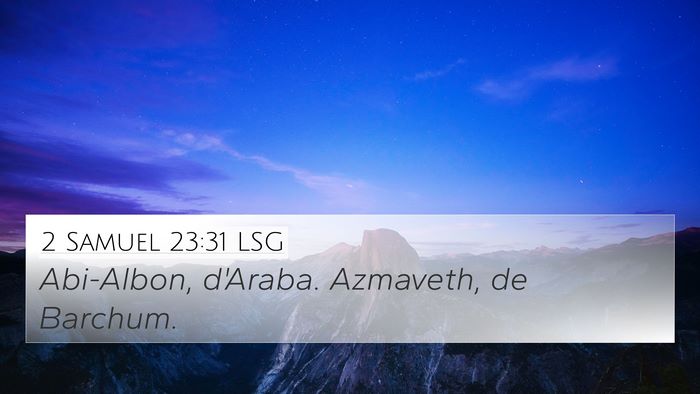2 Samuel 23:31 LSG 4K Wallpaper - Abi-Albon, d'Araba. Azmaveth, de - 4K Wallpaper Bible Verse
