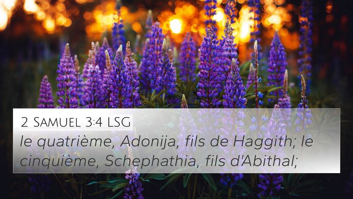 2 Samuel 3:4 LSG 4K Wallpaper - le quatrième, Adonija, fils de Haggith; le - 4K Wallpaper Bible Verse