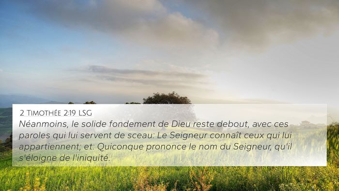 2 Timothée 2:19 LSG Bible Verse Image