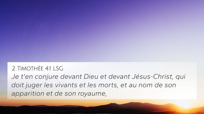 2 Timothée 4:1 LSG Bible Verse Image