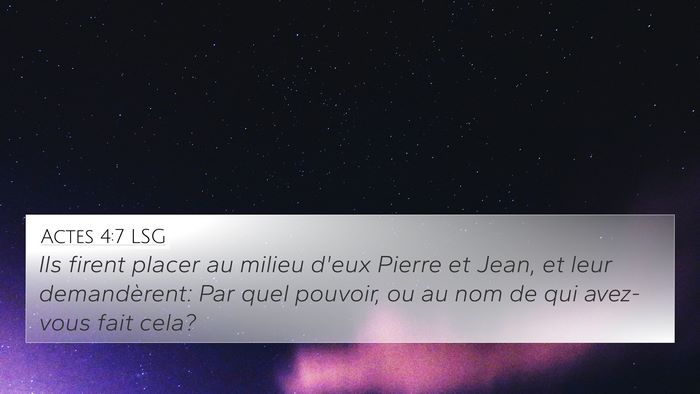 Actes 4:7 LSG Bible Verse Image