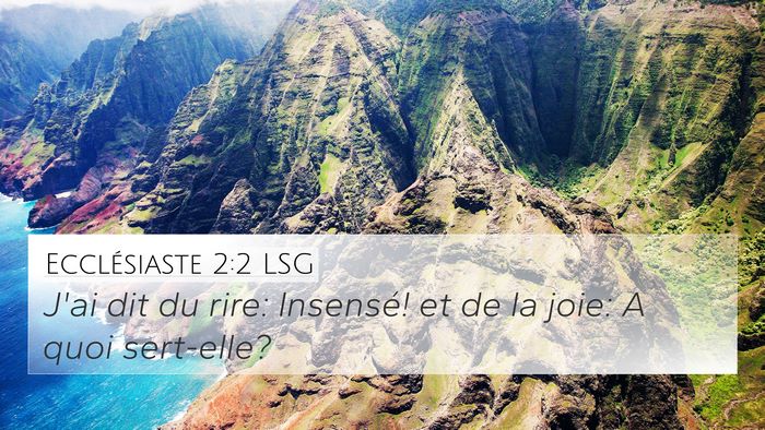 Ecclésiaste 2:2 LSG 4K Wallpaper - J'ai dit du rire: Insensé! et de la joie: A quoi - 4K Wallpaper Bible Verse
