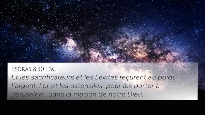 Esdras 8:30 LSG 4K Wallpaper - Et les sacrificateurs et les Lévites reçurent - 4K Wallpaper Bible Verse