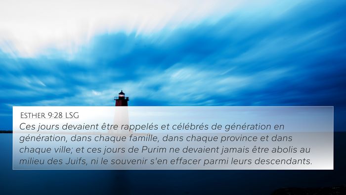 Esther 9:28 LSG 4K Wallpaper - Ces jours devaient être rappelés et célébrés - 4K Wallpaper Bible Verse