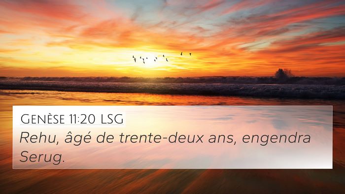 Genèse 11:20 LSG 4K Wallpaper - Rehu, âgé de trente-deux ans, engendra - 4K Wallpaper Bible Verse