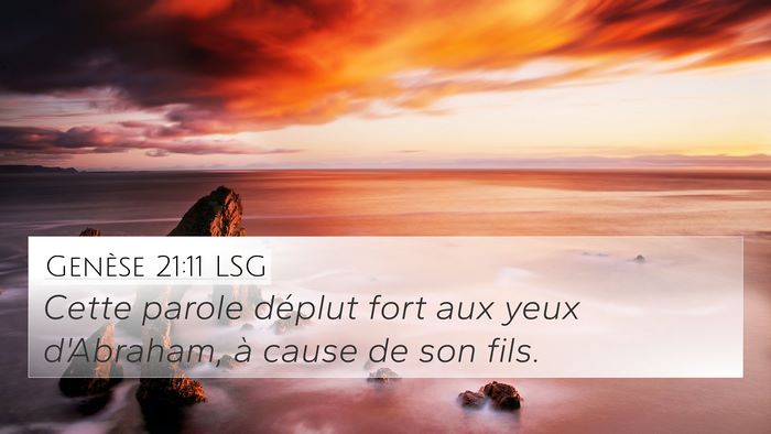 Genèse 21:11 LSG 4K Wallpaper - Cette parole déplut fort aux yeux d'Abraham, à - 4K Wallpaper Bible Verse