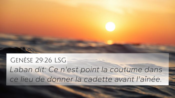 Genèse 29:26 LSG Bible Verse Image