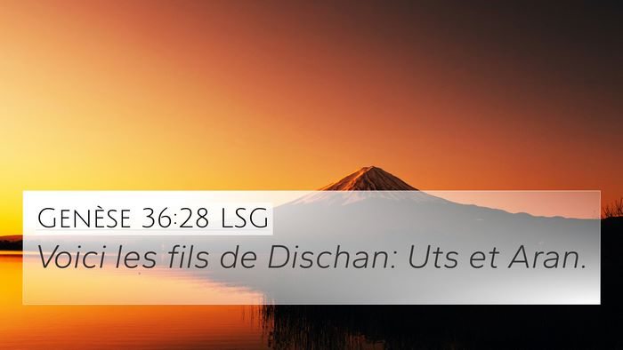 Genèse 36:28 LSG 4K Wallpaper - Voici les fils de Dischan: Uts et - 4K Wallpaper Bible Verse