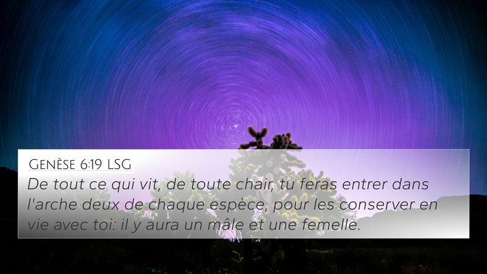 Genèse 6:19 LSG Bible Verse Image