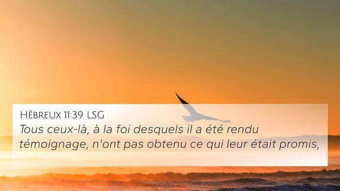 Hébreux 11:39 LSG Bible Verse Image