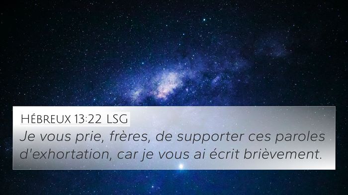 Hébreux 13:22 LSG Bible Verse Image