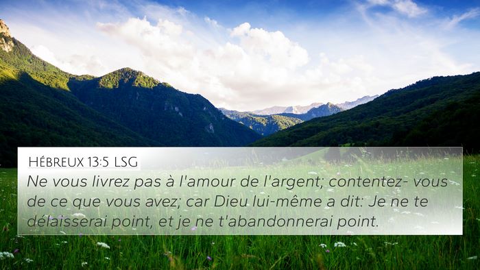 Hébreux 13:5 LSG Bible Verse Image