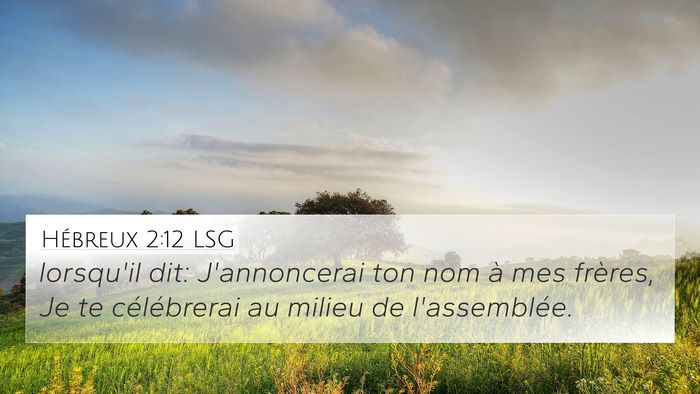 Hébreux 2:12 LSG Bible Verse Image