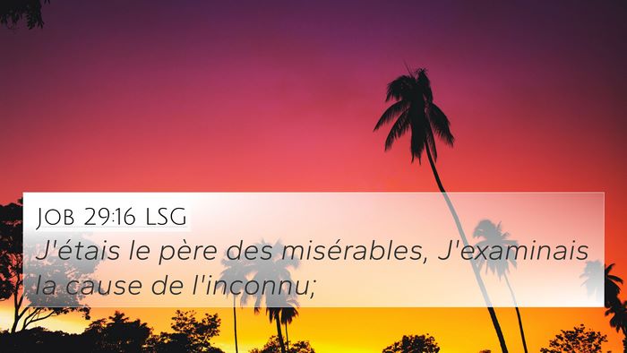 Job 29:16 LSG Bible Verse Image