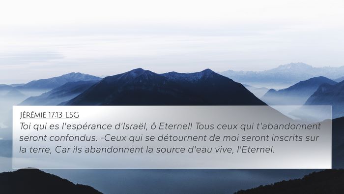 Jérémie 17:13 LSG Bible Verse Image