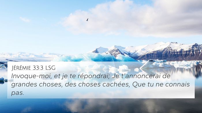 Jérémie 33:3 LSG Bible Verse Image