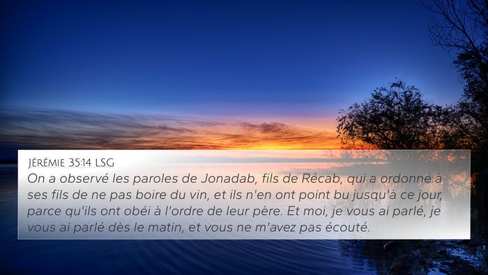 Jérémie 35:14 LSG Bible Verse Image