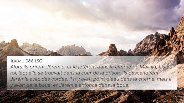 Jérémie 38:6 LSG Bible Verse Image