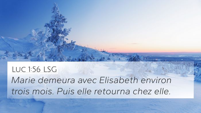 Luc 1:56 LSG 4K Wallpaper - Marie demeura avec Elisabeth environ trois mois. - 4K Wallpaper Bible Verse