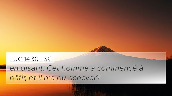 Luc 14:30 LSG Bible Verse Image