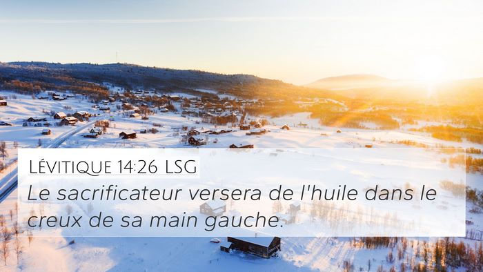 Lévitique 14:26 LSG 4K Wallpaper - Le sacrificateur versera de l'huile dans le creux - 4K Wallpaper Bible Verse
