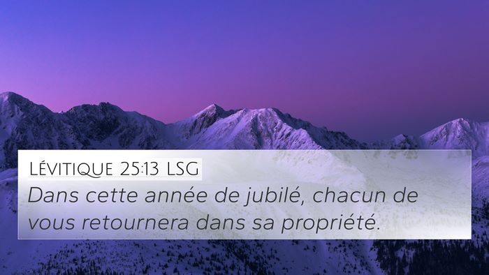 Lévitique 25:13 LSG 4K Wallpaper - Dans cette année de jubilé, chacun de vous - 4K Wallpaper Bible Verse