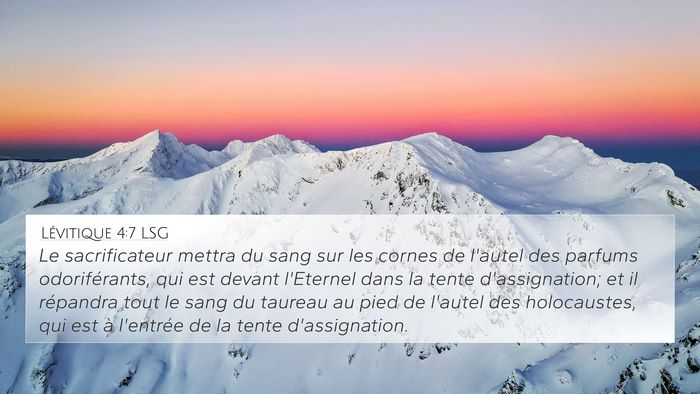 Lévitique 4:7 LSG 4K Wallpaper - Le sacrificateur mettra du sang sur les cornes de - 4K Wallpaper Bible Verse