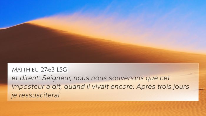 Matthieu 27:63 LSG Bible Verse Image