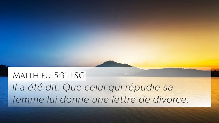 Matthieu 5:31 LSG Bible Verse Image
