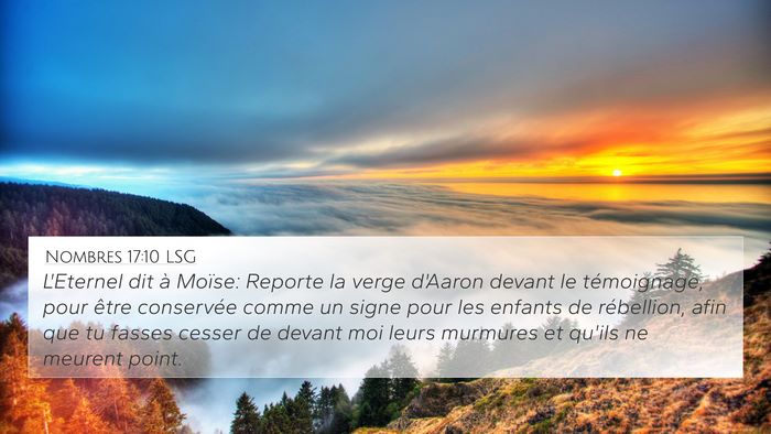 Nombres 17:10 LSG Bible Verse Image
