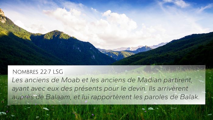 Nombres 22:7 LSG Bible Verse Image