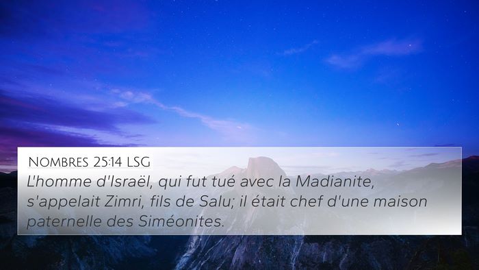 Nombres 25:14 LSG Bible Verse Image