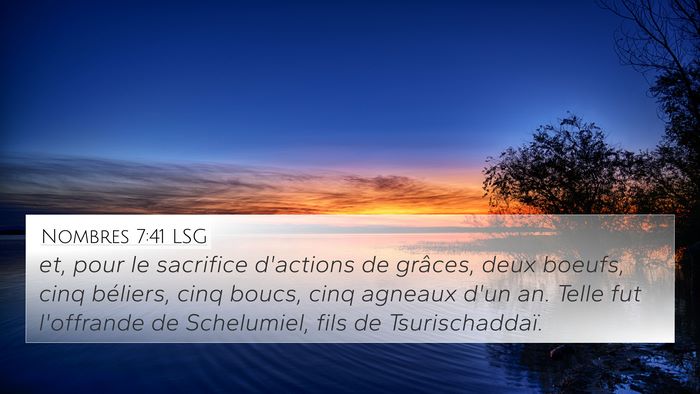 Nombres 7:41 LSG 4K Wallpaper - et, pour le sacrifice d'actions de grâces, deux - 4K Wallpaper Bible Verse