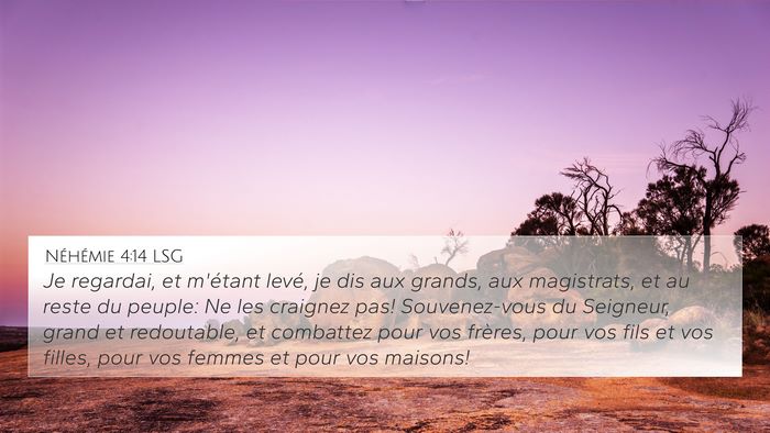 Néhémie 4:14 LSG Bible Verse Image