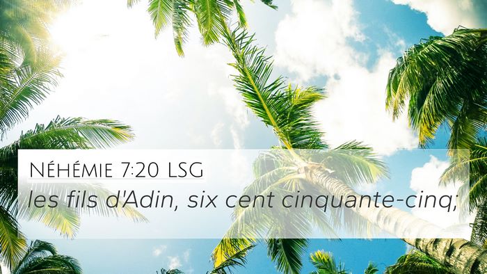 Néhémie 7:20 LSG 4K Wallpaper - les fils d'Adin, six cent - 4K Wallpaper Bible Verse
